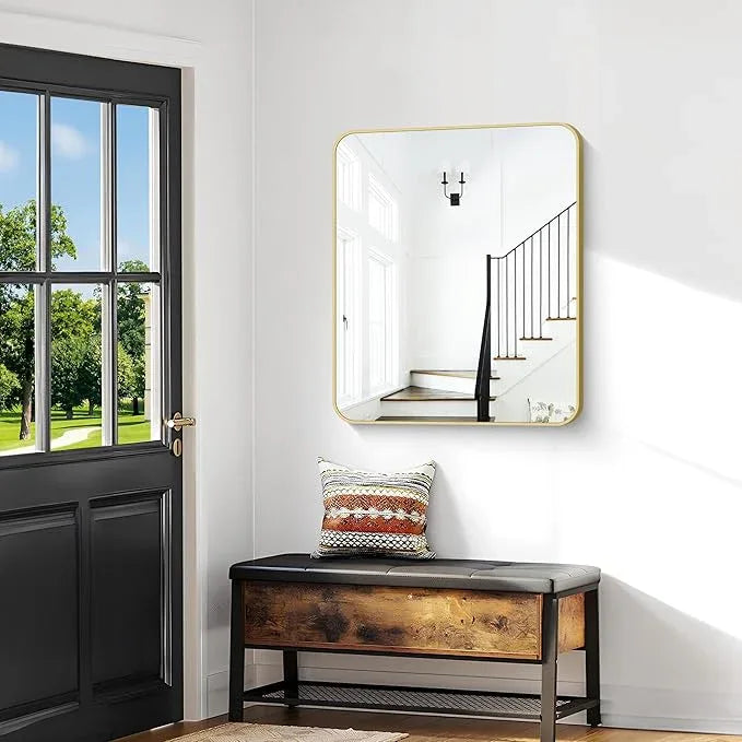 Gold Bathroom Mirror,30x36 inch Wall Mirror for Bathroom Wall Mounted,Round Rectangle Mirror for Bathroom Over Sink,Modern Frame for Home Decor Living Room,Bedroom Entryway,Horizontal/Vertical - ModernBath