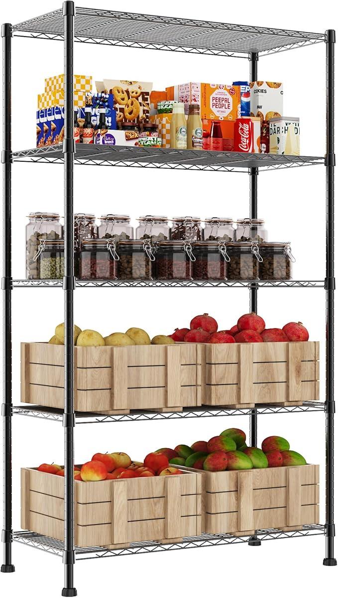 REGILLER 5-Wire Shelving Metal Storage Rack Adjustable Shelves,17.7" D×35.4" W×72.3" H Standing Storage Shelf Units for Laundry Bathroom Kitchen Pantry Closet - ModernBath
