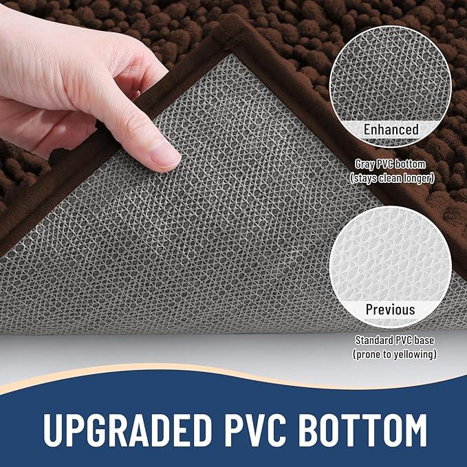 Arotive Luxury Chenille Bathroom Rug Mat, Extra Soft Thick Absorbent Shaggy Bath Rugs, Non-Slip Machine Wash Dry, Plush Bath Mats for Bathroom, Shower and Tub, 54x24, Brown - ModernBath