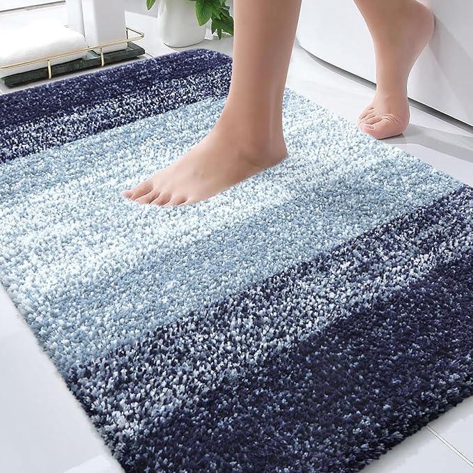 OLANLY Bathroom Rugs Mat 30x20, Extra Soft Absorbent Microfiber Bath Rugs, Rubber Backing, Quick Dry, Machine Washable Bath Mats for Bathroom Floor, Tub and Shower, Home Decor Accessories, Airy Blue - ModernBath