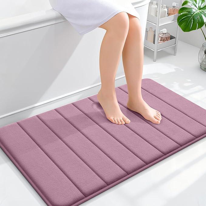 OLANLY Memory Foam Bath Mat 36x24, Super Soft Absorbent Bathroom Rugs, Quick Dry, Machine Washable Shower Floor Rugs, Bathmat Carpet, Bathroom Home Decor Accessories, Deep Plum - ModernBath