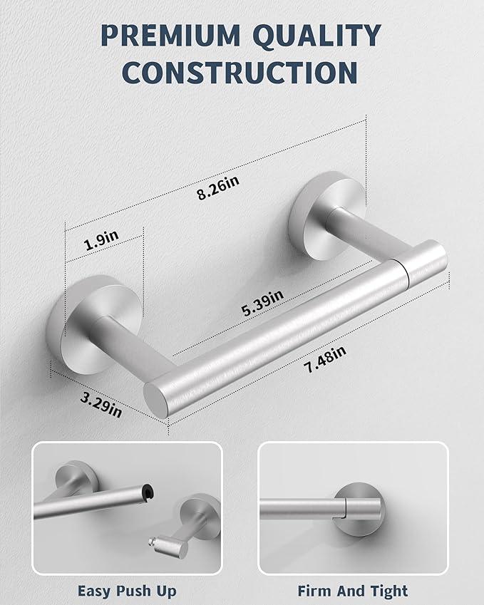 Bathroom Toilet Paper Holder Wall Mount SUS304 Stainless Steel Double Post Pivoting Toilet Paper Roll Holder Wall Mounted for Bathroom RV Commercial Toilet Tissue Dispensers, Brushed Nickel - ModernBath