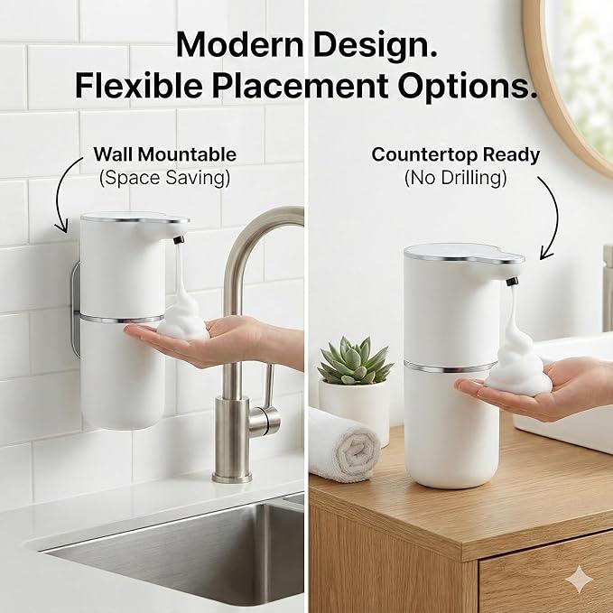 TOSCARA Auto Sensor Foam Soap Dispenser – Touchless, Rechargeable, Hands-Free Liquid Foaming Soap Dispenser for Kitchen, Bathroom, Office,Hotel–Hygienic No-Touch Hand Wash with 4- Foam Modes - ModernBath