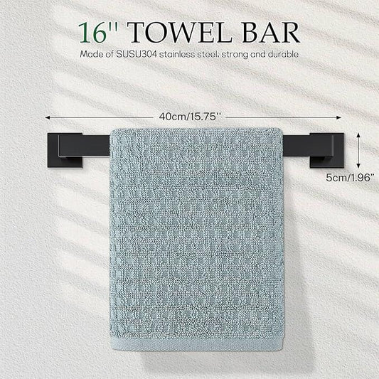 Matte Black Bathroom Hardware Accessories Set 5-Pieces Black Towel Bar Set Stainless Steel Towel Holder Set 16 Inch Towel Bar,Towel Racks Set for Bathroom Wall Mounted - ModernBath