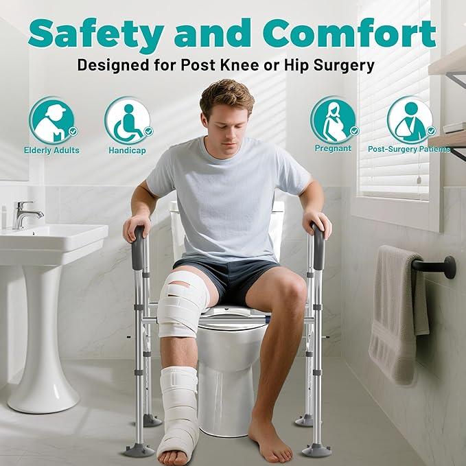 Raised Toilet Seat Riser with Handles for Seniors,Adjustable Elevated Height & Width,500lb Handicap Toilet Seat with Locking Clamps for Elderly,Pregnant,Fit Any Toilet - ModernBath