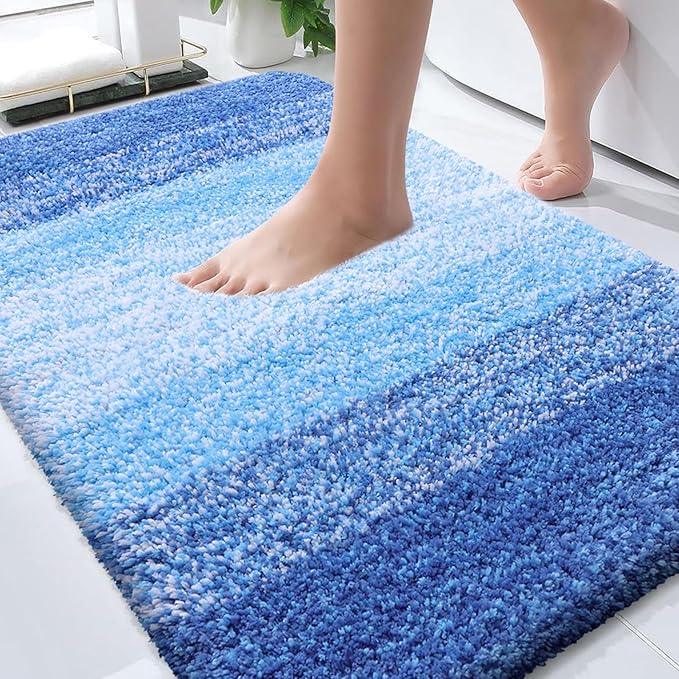 OLANLY Bathroom Rugs Mat 30x20, Extra Soft Absorbent Microfiber Bath Rugs, Rubber Backing, Quick Dry, Washable Bath Mats for Bathroom Floor, Tub and Shower, Home Decor Accessories, Light Royal Blue - ModernBath