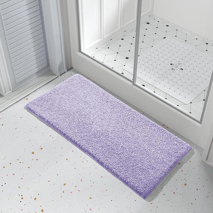 Yimobra Long Bathroom Rug Non Slip Washable, Soft Absorbent Microfiber Bath Mat, Dual-Tone Decor Rug with Rubber Backing for Bathroom Floor Tub and Shower,44x24,Home Essentials,Purple and White - ModernBath