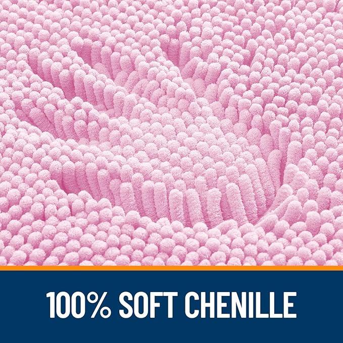 OLANLY Bathroom Rugs 36x24, Extra Soft Absorbent Chenille Bath Rugs, Rubber Backing Quick Dry, Machine Washable Bath Mats for Bathroom Floor, Tub and Shower, Home Decor Accessories, Pink - ModernBath
