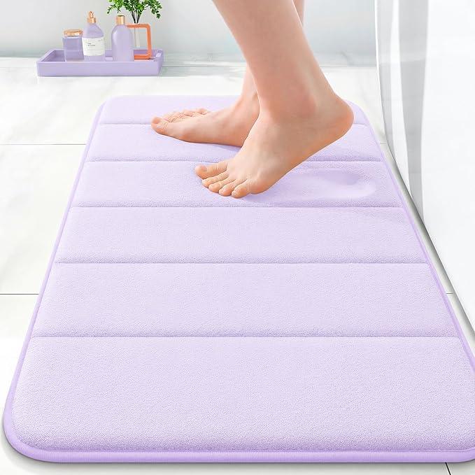 OLANLY Memory Foam Bath Mat 24x16, Super Soft Absorbent Bathroom Rugs, Quick Dry, Machine Washable Shower Floor Rugs, Bathmat Carpet, Bathroom Home Decor Accessories, Lavender - ModernBath