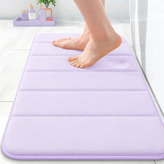 OLANLY Memory Foam Bath Mat 24x16, Super Soft Absorbent Bathroom Rugs, Quick Dry, Machine Washable Shower Floor Rugs, Bathmat Carpet, Bathroom Home Decor Accessories, Lavender - ModernBath