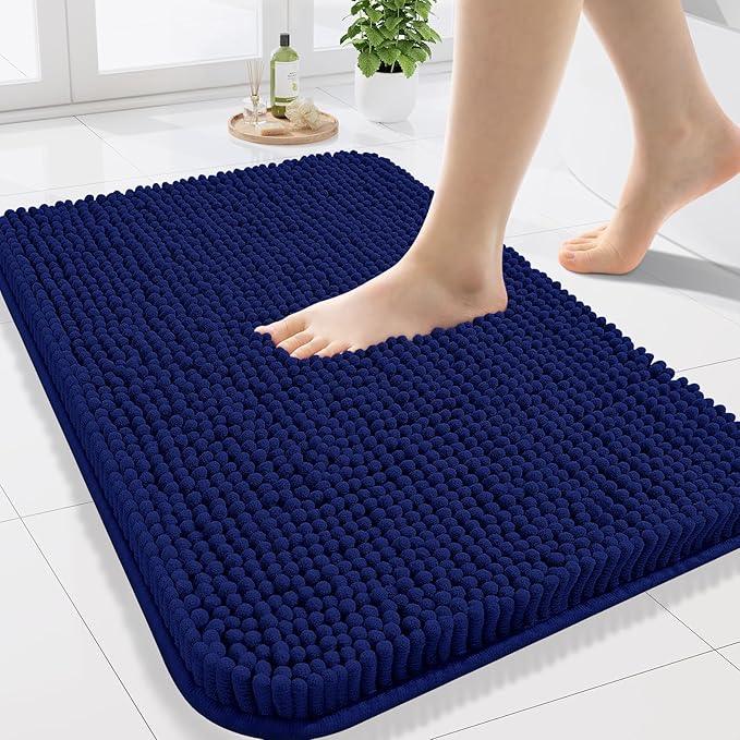 Arotive Bathroom Rugs 24x16, Extra Soft Absorbent Shaggy Chenille Bath Rugs, Machine Washable Rubber Backing Non-Slip Bath Mats for Bathroom Floor Tub and Shower, Home Decor Accessories, Navy - ModernBath