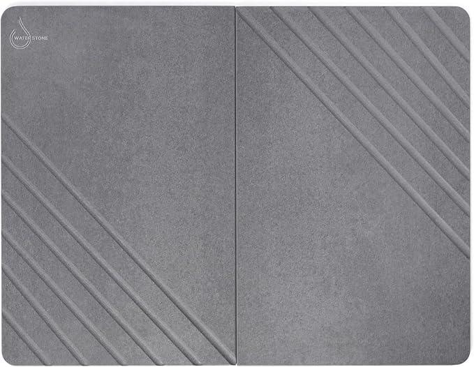 Water Stone Quick-Drying Bath Mat, Large (30.7” x 23.6”), Gray - Eco-Friendly, Non-Slip, Super Absorbent Bathroom Shower Mat for Superior Comfort & Safety - ModernBath