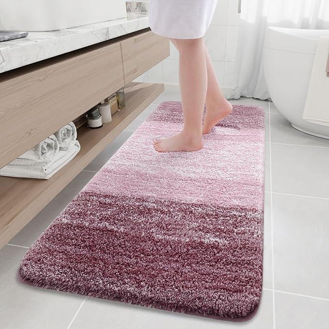 Arotive Microfiber Bathroom Rugs, Shaggy Soft and Absorbent Bath Rug, Non-Slip, Thick Plush Machine Washable Dry Bath Mats for Bathroom, Tub and Shower, 70x24, Mauve, Rectangular - ModernBath