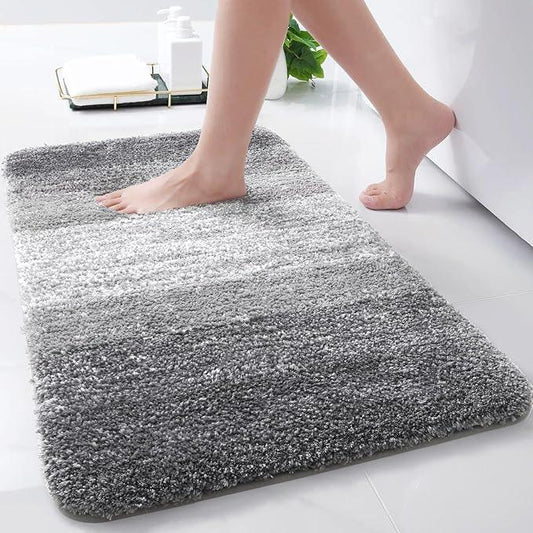 Arotive Microfiber Bathroom Rugs, Shaggy Soft and Absorbent Bath Rug, Non-Slip, Thick Plush Machine Washable Dry Bath Mats for Bathroom, Tub and Shower, 24x16, Grey, Rectangular - ModernBath