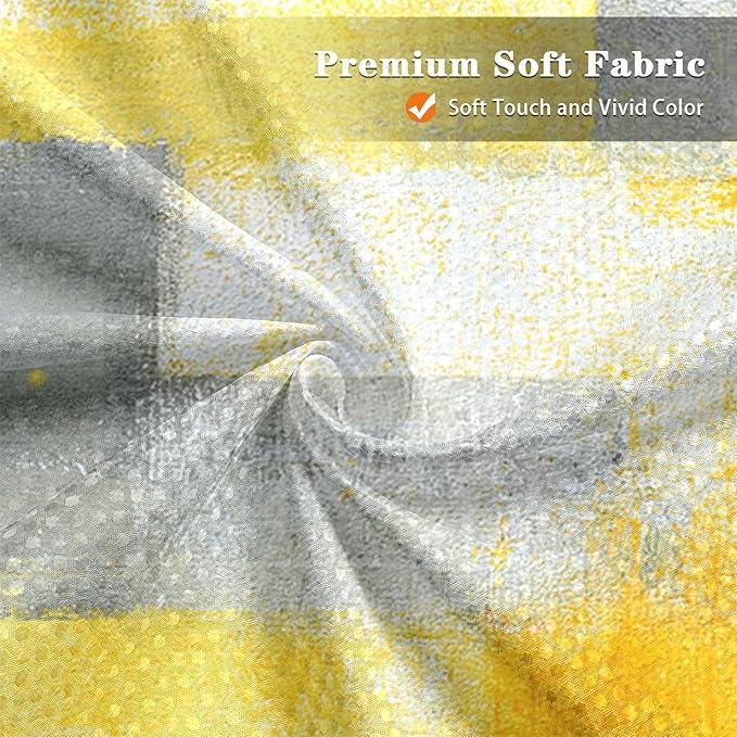 Culudea Grey Yellow Painting Shower Curtain Set, Gray Contemporary Abstract Bathroom Window Waterproof Shower Curtain Set for Bathroom Decor - ModernBath