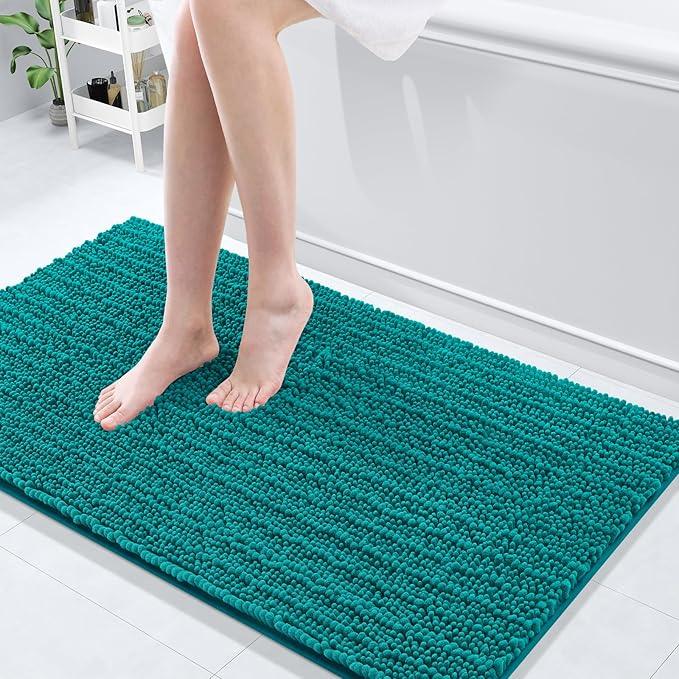 Arotive Luxury Chenille Bathroom Rug Mat, Extra Soft Thick Absorbent Shaggy Bath Rugs, Non-Slip Machine Wash Dry, Plush Bath Mats for Bathroom, Shower and Tub, 47x24, Lake Blue - ModernBath
