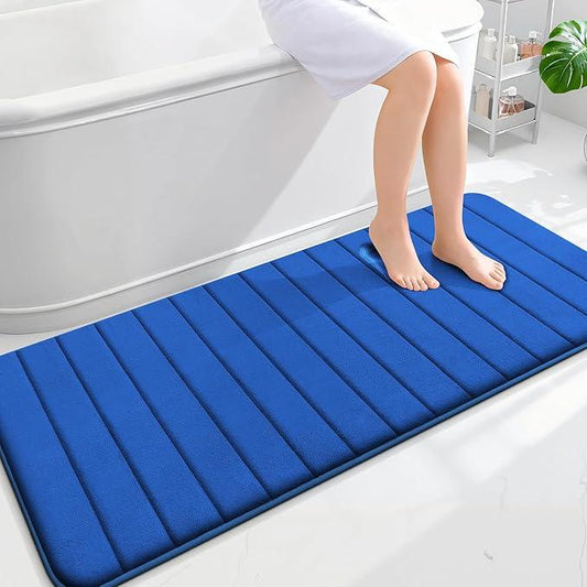 OLANLY Memory Foam Long Bathroom Rugs Runner 59x24, Super Soft Absorbent Bath Mat, Quick Dry, Machine Washable Shower Floor Rugs, Bathmat Carpet, Bathroom Home Decor Accessories, Royal Blue - ModernBath