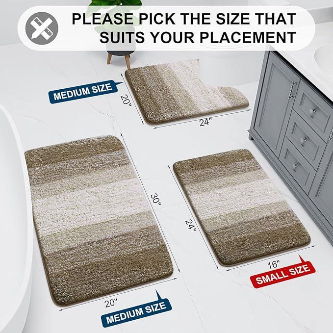 Arotive Microfiber Bathroom Rugs, Shaggy Soft and Absorbent Bath Rug, Non-Slip, Thick Plush Machine Washable Dry Bath Mats for Bathroom, Tub and Shower, 47x24, Coffee, Rectangular - ModernBath