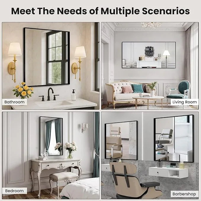 LOAAO Black Bathroom Mirror 36"X36" for Wall, Rectangle Bathroom Vanity Mirror, Tempered Glass, Hangs Vertically or Horizontally, Easy to Install, Modern Design - ModernBath