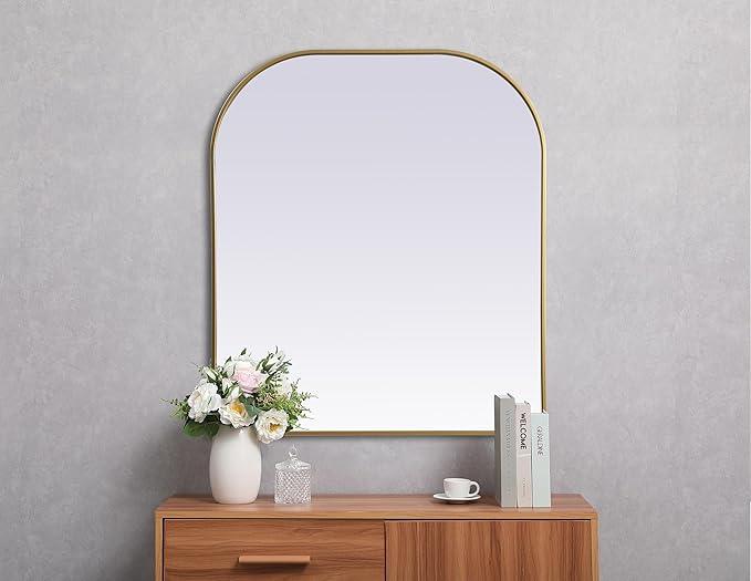 Illuminate, Metal Frame Arch Mirror 36X42 Inch in, Modern, Brass - ModernBath