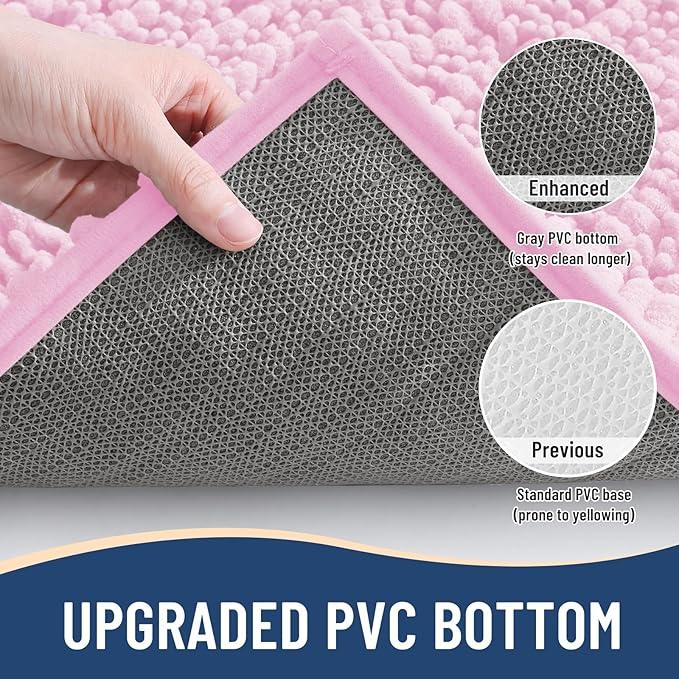 Arotive Luxury Chenille Bathroom Rug Mat, Extra Soft Thick Absorbent Shaggy Bath Rugs, Non-Slip Machine Wash Dry, Plush Bath Mats for Bathroom, Shower and Tub, 47x24, Pink - ModernBath