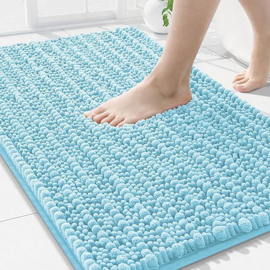 Arotive Luxury Chenille Bathroom Rug Mat, Extra Soft Thick Absorbent Shaggy Bath Rugs, Non-Slip Machine Wash Dry, Plush Bath Mats for Bathroom, Shower and Tub, 36x24, Blue - ModernBath