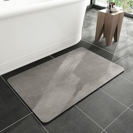 MontVoo -Bath Mat Rug-Rubber Backing Non Slip Quick Dry Absorbent Thin Bathroom Rugs Fit Under Door-Faux Suede Surface Bathroom Floor Mats-Shower Rug for in Front of Bathtub Shower Gray 20"x32"