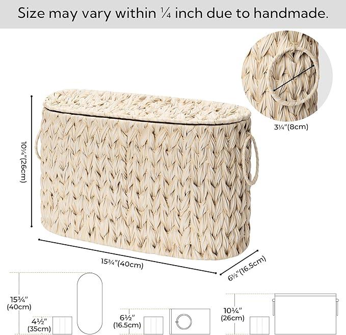 GRANNY SAYS Toilet Paper Storage Basket with Lid, Freestanding Toilet Paper Holder, Bathroom Organizers and Storage, Wicker Basket for Bathroom Storage, Butter Milk - ModernBath