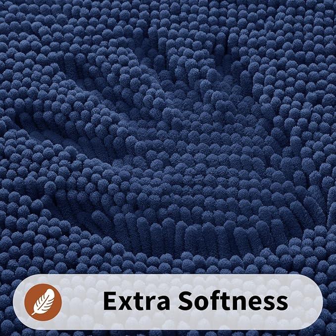 Yimobra Toilet Rugs U Shaped Washable - 24"x20" Non Slip Plush Contour Bath Rugs for Toilet - Super Soft Absorbent Quick Dry Toilet Mats for Bathroom,Navy Blue - ModernBath