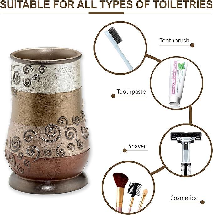 Zahari Home 4pc Miramar Bathroom Accessories Sets Lotion Pump, Tumbler, Tooth Brush Holder and Soap Dish Unique Design Multi Color Bathroom Set - ModernBath