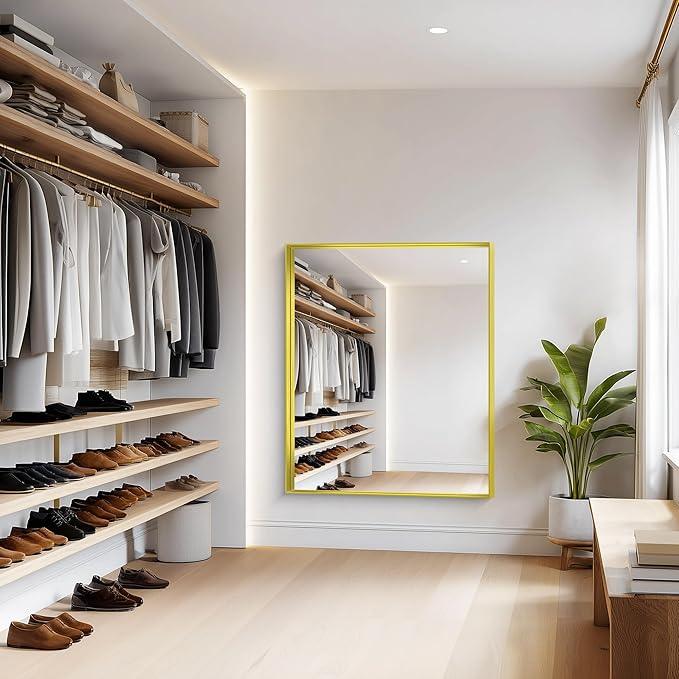 NIMURY Gold Bathroom Mirror, 40x48 Inch Rectangular Framed Mirror, Large Wall Mounted Bathroom Vanity Mirror Over Sink for Bedroom,Restroom, Living Room, Hangs Vertically or Horizontally - ModernBath