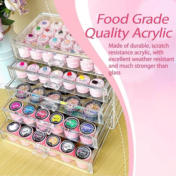 Guolich 5 Tier Nail Art Decoration Storage Box，Acrylic Make Up&Jewelry Organizer with Drawers, Cosmetic Storage for Dresser Countertop and Bathroom，Transparent Acrylic Nail Art Jewelry Accessories - ModernBath