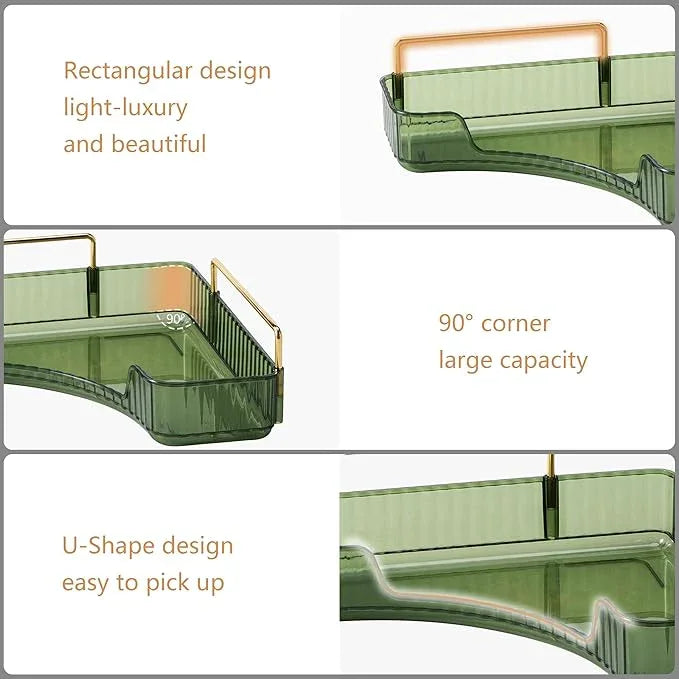 Weidace Corner Bathroom Counter Organizer Bathroom Countertop Shelf Makeup Organizer for Vanity Perfume Tray for Corner Storage (3 Tiers, Green) - ModernBath