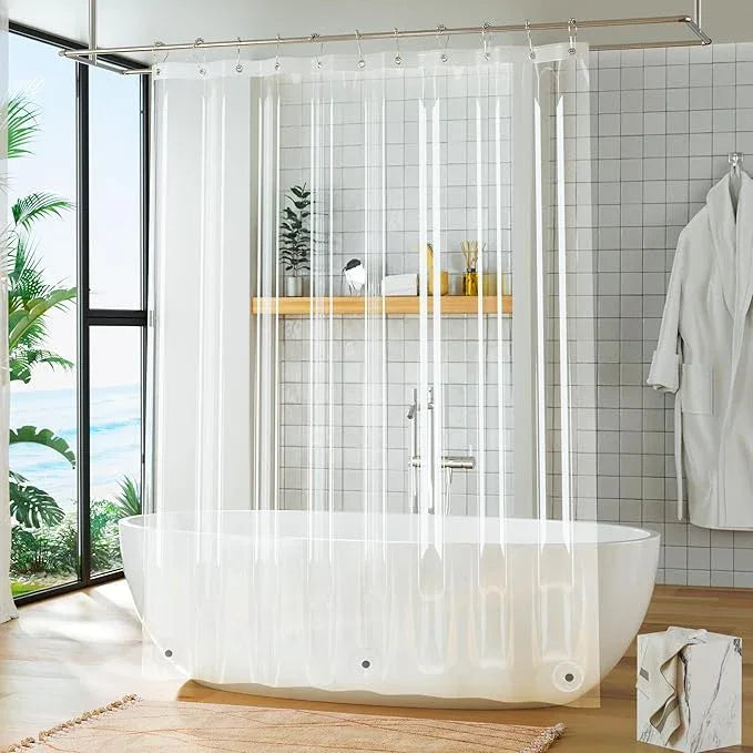 Titanker Plastic Shower Curtain Liner, Clear Shower Liner PEVA 66x72 Lightweight Waterproof Shower Curtains for Bathroom with Magnets and Rustproof Grommets - ModernBath