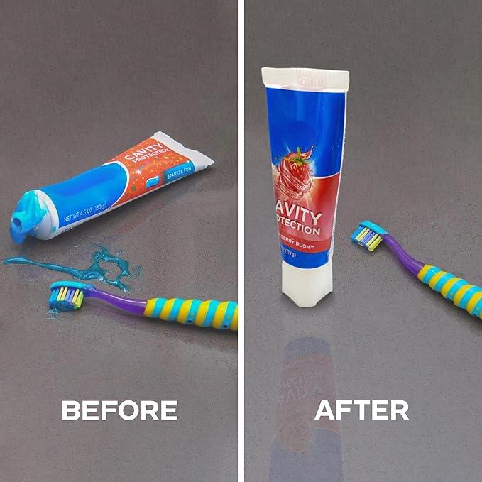 Chrome Cherry SqueezMe Self-Closing Toothpaste Caps, Silicone Lid for Kids & Adults, No Mess Toothpaste Dispenser, Self-Standing Easy Squeezer Cap, Bathroom Accessory, Self-Standing White, Pack of 1 - ModernBath