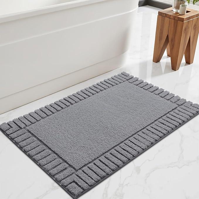LUMI Bathroom Rugs Non Slip with Rubber Backing, Extra Soft Plush Microfiber Bath Rug Absorbent, Machine Washable Bath Mat Quick Dry for Tub, Shower, Hotel, Dark Grey, 24"x43" - ModernBath