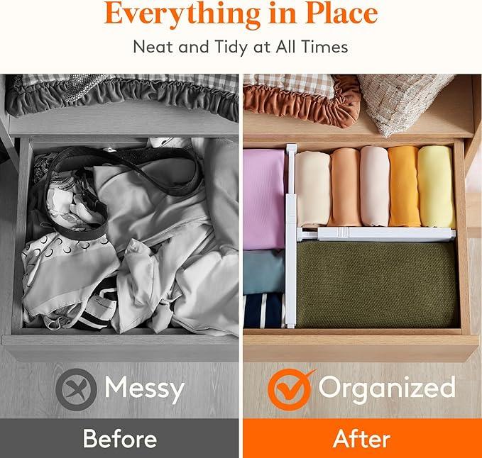 Lifewit 8 Pack Drawer Dividers 4" High, 11-17" Adjustable Dresser Drawer Organizers for Clothes, Expandable Drawer Separators in Kitchen/Bedroom/Bathroom/Vanity/Office Organization and Storage, White - ModernBath