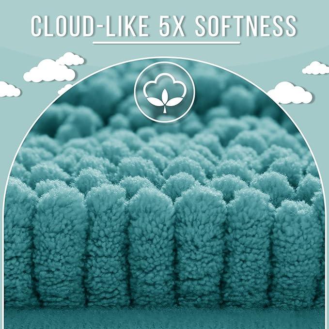 Yimobra Bathroom Rug Mat 36 x 24, Non Slip and Super Absorbent Bath Mat,Machine Washable Quick Dry,Ultra Plush Chenille Shower Rugs for Bathroom Floor Sink Tub and Shower Outside,Teal Blue - ModernBath