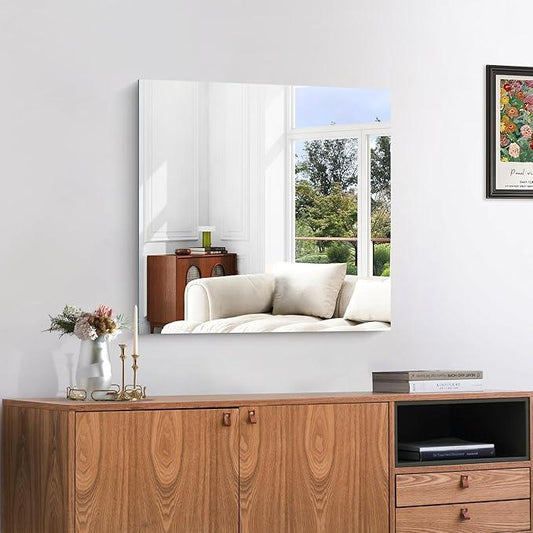 KOCUUY Frameless Mirror, 24"x24" Bathroom Mirror for Over Sink, Upgraded Shatterproof, Large Rectangle Unframed Mirror for Wall, Bathroom, Bedroom, Living Room, Entryway, Hang Horizontal/Vertical - ModernBath