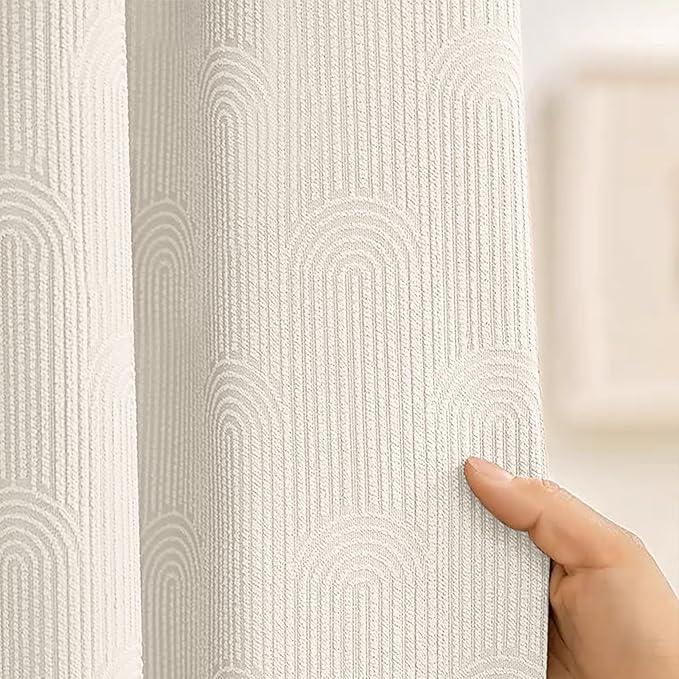 NDDYCU Ivory Cream Shower Curtain Boho Cotton Texture Mid Century Minimalist Arch Shower Curtain for Bathroom, 72" W X 78" L - ModernBath