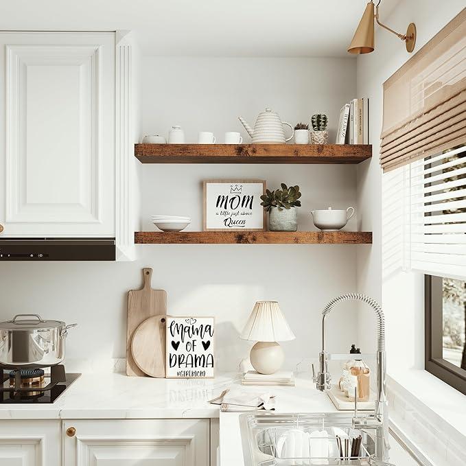 Vivelove 10 inches Deep Floating Shelves 36 inch Long, Sing Shelves for Wall Heavy Duty for Bedroom, Bathroom, Living Room, Kitchen, Office, Farmhouse Shelf Home Decor, Set of 1, Rustic Brown - ModernBath