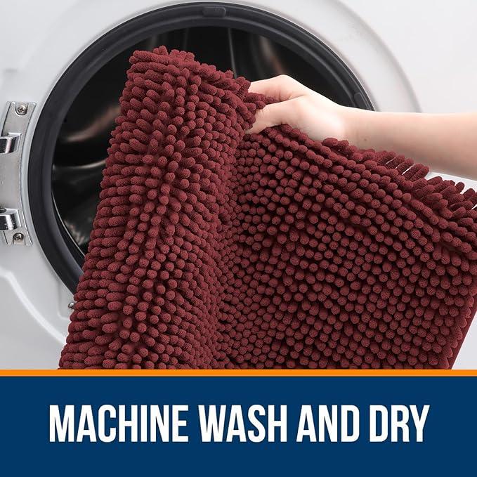 OLANLY Bathroom Rugs 36x24, Extra Soft Absorbent Chenille Bath Rugs, Rubber Backing Quick Dry, Machine Washable Bath Mats for Bathroom Floor, Tub and Shower, Home Decor Accessories, Andorra Red-Brown - ModernBath