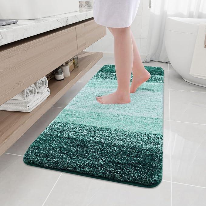 Arotive Microfiber Bathroom Rugs, Shaggy Soft and Absorbent Bath Rug, Non-Slip, Thick Plush Machine Washable Dry Bath Mats for Bathroom, Tub and Shower, 47x20, Dark Green, Rectangular - ModernBath