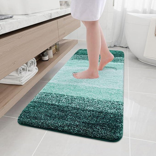 Arotive Microfiber Bathroom Rugs, Shaggy Soft and Absorbent Bath Rug, Non-Slip, Thick Plush Machine Washable Dry Bath Mats for Bathroom, Tub and Shower, 47x20, Dark Green, Rectangular - ModernBath