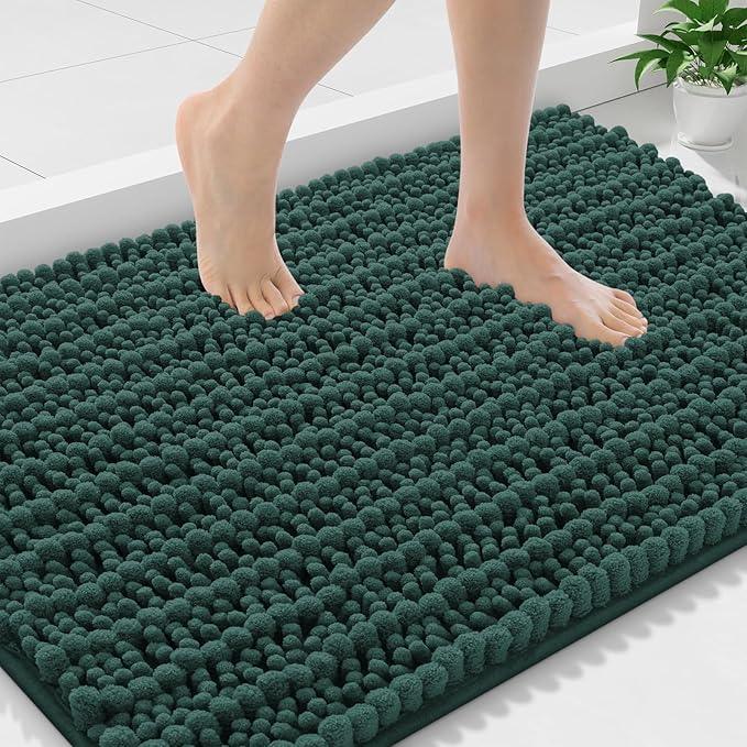 Smiry Bathroom Rugs Mat 36x24, Extra Soft Absorbent Chenille Bath Rugs, Non Slip Rubber Backing Machine Washable Quick Dry Bath Mats for Bathroom Floor, Tub, Shower, Home Decor Accessories, Green - ModernBath