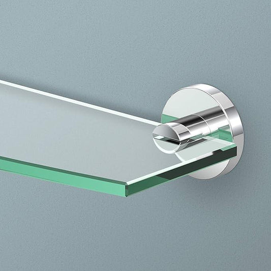 Gatco 4666 Reveal Glass Shelf, Chrome | Wall Mounted 20.13" W X 5.40" D Curved Tempered Glass Shelf | Floating Glass Shelf for Bathroom Storage - ModernBath