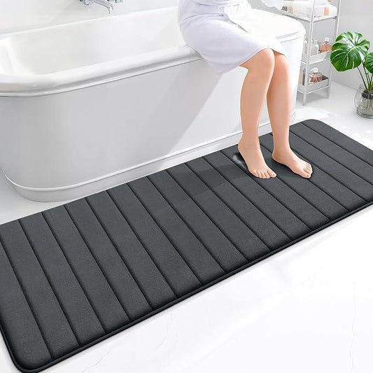 OLANLY Memory Foam Long Bathroom Rugs Runner 70x24, Super Soft Absorbent Bath Mat, Quick Dry, Machine Washable Shower Floor Rugs, Bathmat Carpet, Bathroom Home Decor Accessories, Dark Gray - ModernBath