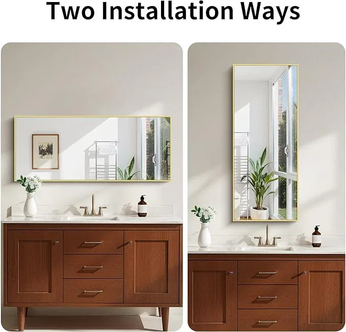 KOCUUY Gold Bathroom Mirror, 20"x48" Rectangle Bathroom Mirror for Wall, HD Tempered Glass, Anti-Rust Frame, Modern Design for Bathroom, Bedroom, Living Room, Entryway - ModernBath