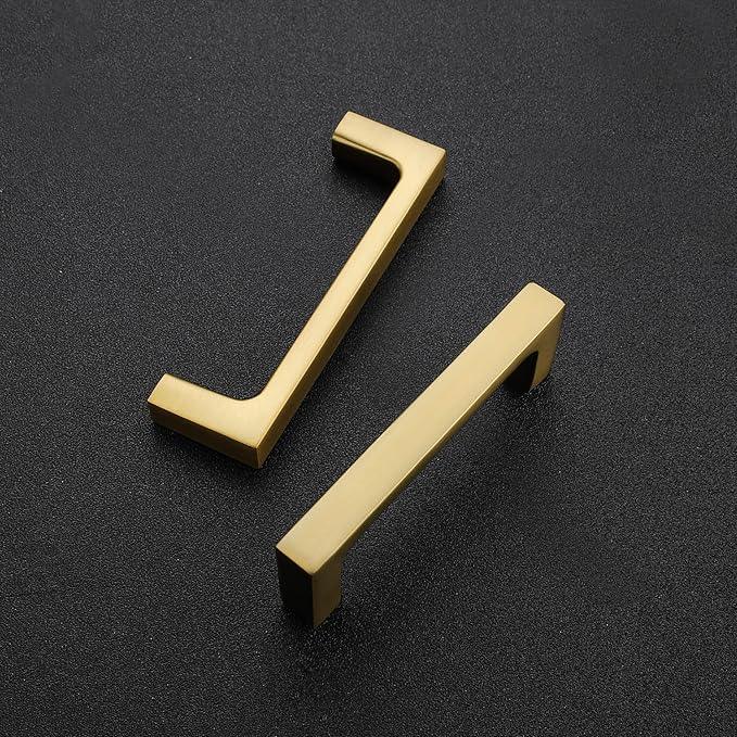 Ravinte 5 Pack Solid 3 Inch Square Cabinet Handles - Brushed Brass Drawer Pulls - Kitchen Hardware and Handles - ModernBath