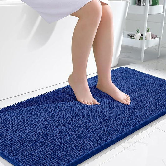OLANLY Bathroom Rugs 47x24, Extra Soft Absorbent Chenille Bath Rugs, Rubber Backing Quick Dry, Machine Washable Bath Mats for Bathroom Floor, Tub and Shower, Home Decor Accessories, Royal Blue - ModernBath